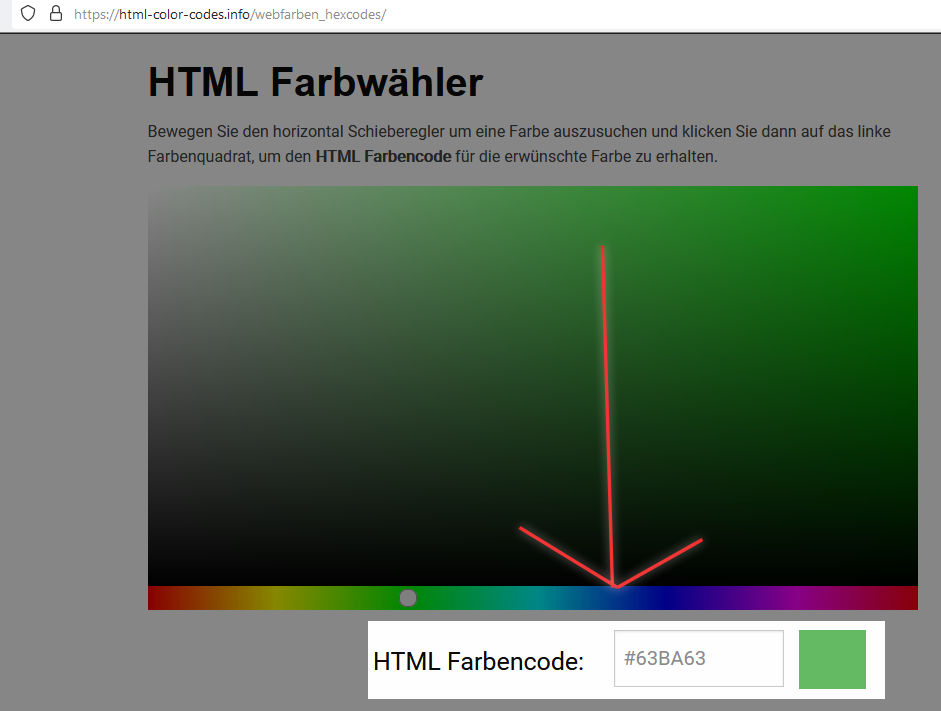 Bild einer Webseite mit HTML Code