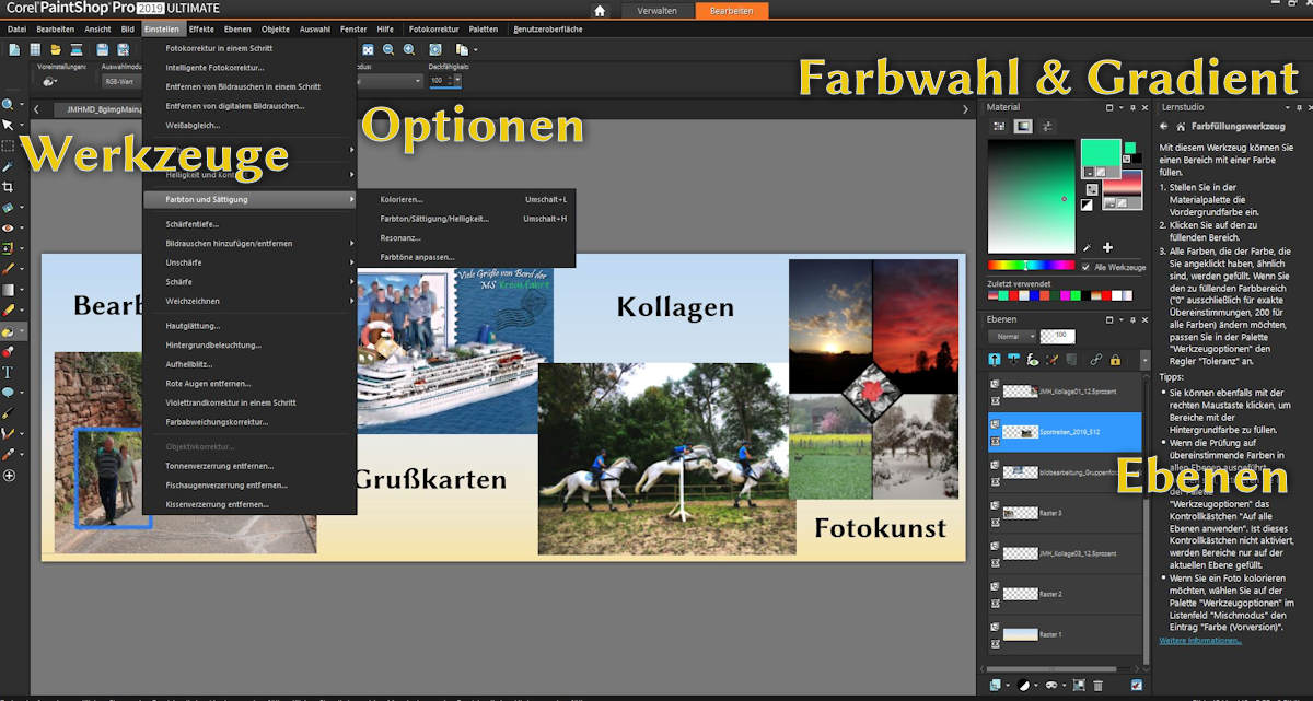 Bild von Benutzeroberfläche des Programms Corel Paint Shop Pro