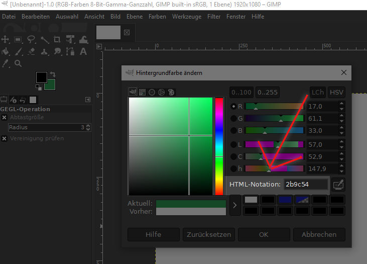 Bild des Grafikprogramms Gimp