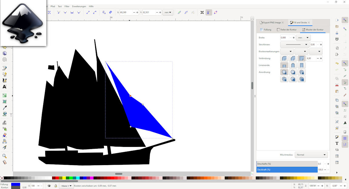 Bild von Benutzeroberfläche des Programms Inkscape